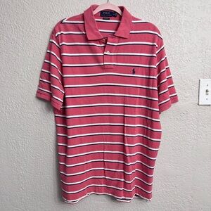 Polo Ralph Lauren Striped Shirt Men’s Large L Salmon Navy White